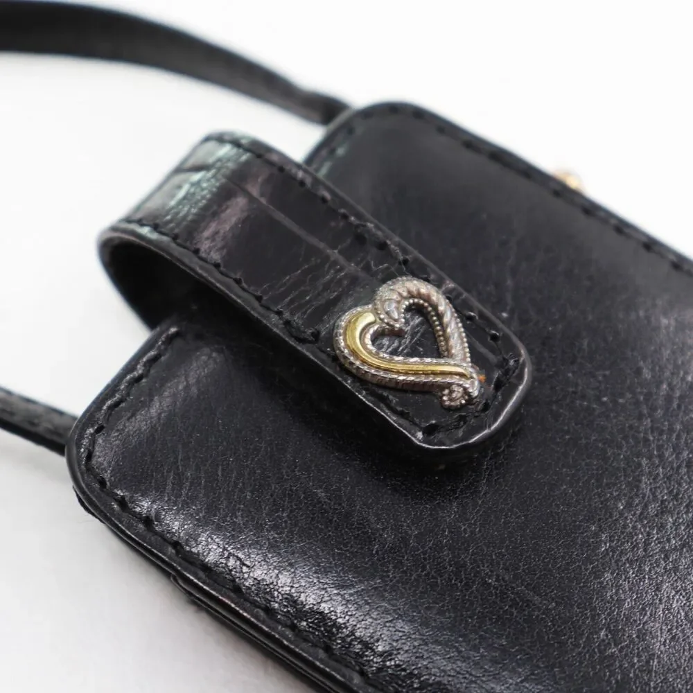 Vtg Brighton Phone Case Wristlet Cell Mobile Black Croc Leather 4.5X2.5X1.5